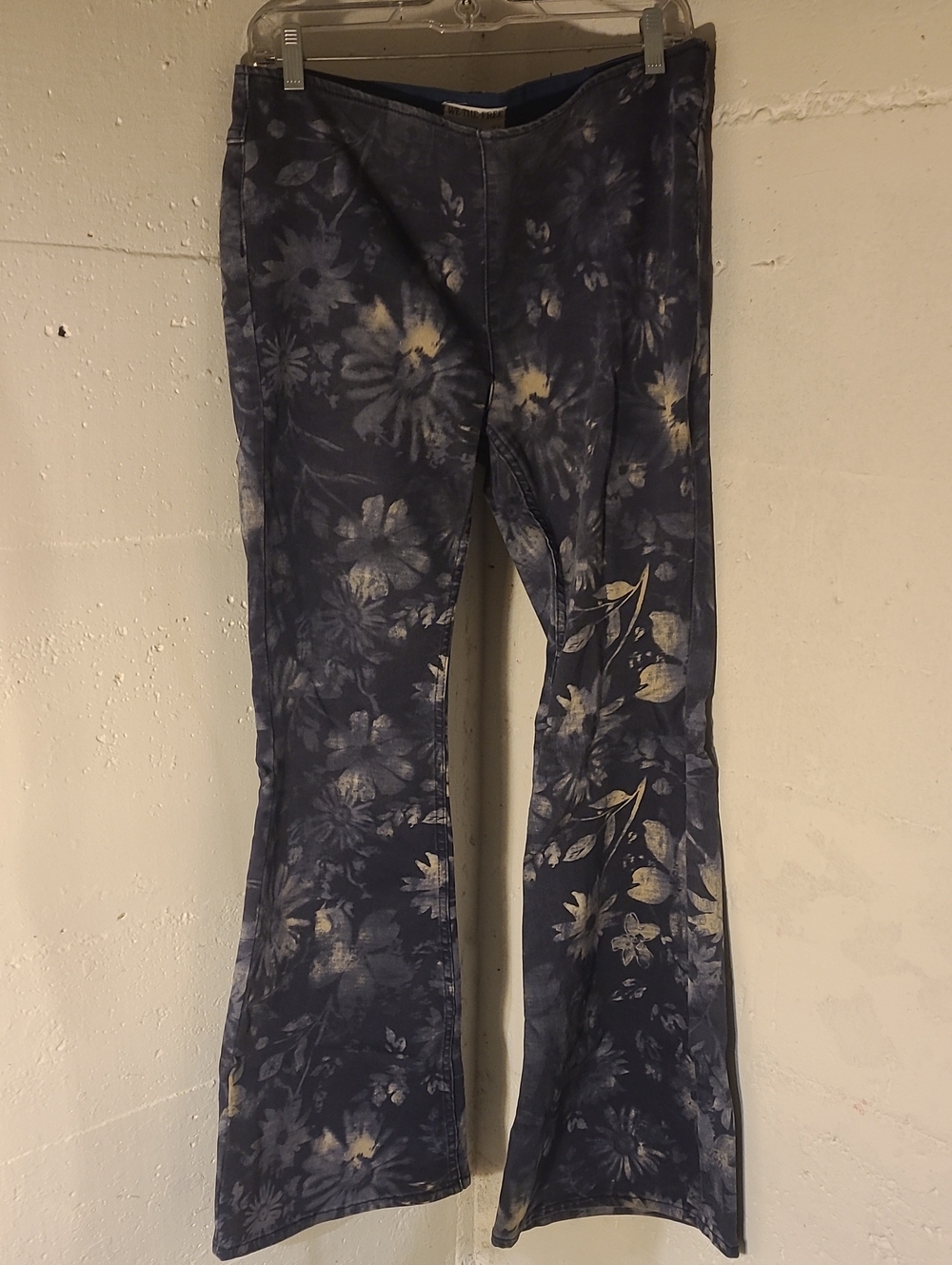 FP We The Free Navy Floral Tie-Dye Flared Jeans